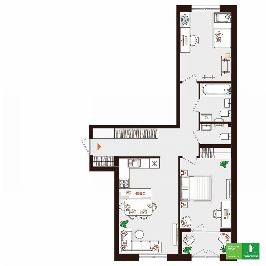 2-к. квартира, 66,7 м², 1/5 эт.