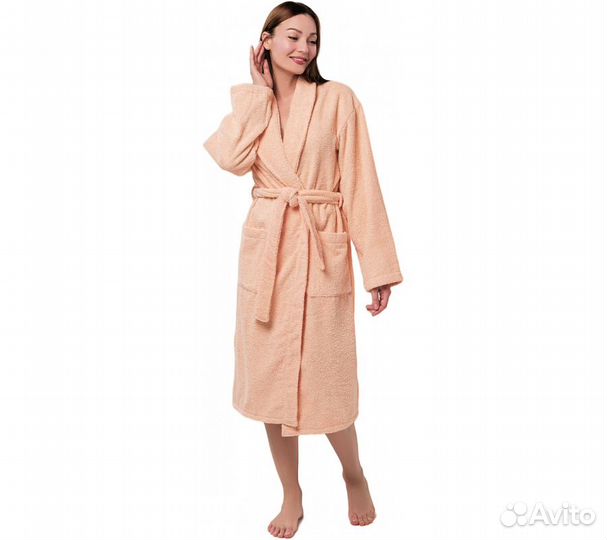 Халат махровый Home One, размер 54, персиковый