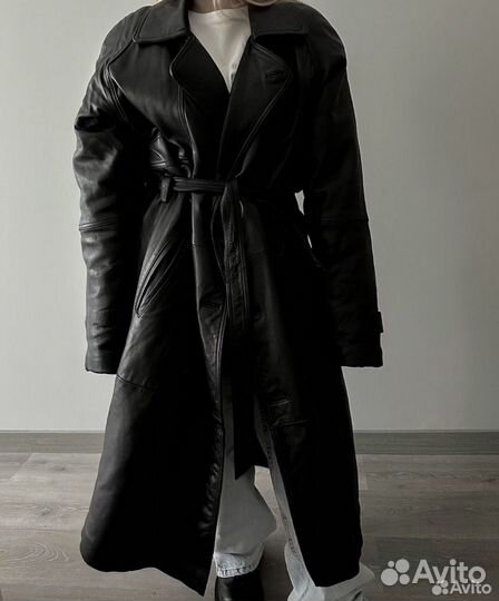 Тренч/ Плащ утепленный из натуральной кожи