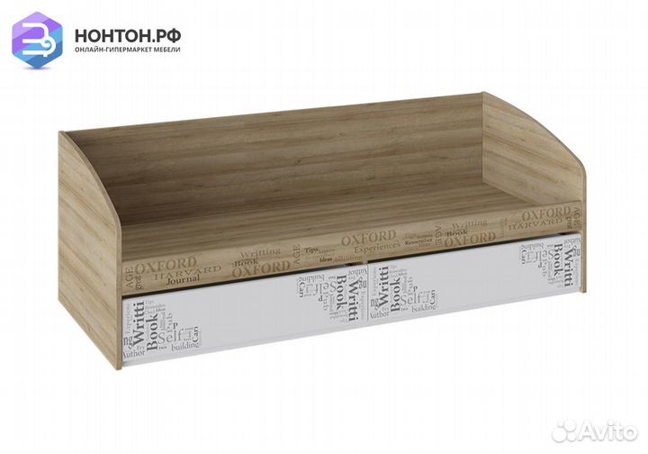 Кровать с 2 ящиками Оксфорд ривьера / белый с рису