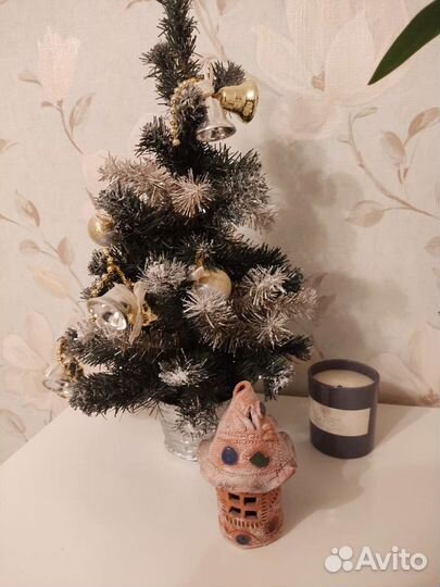 Подсвечник глиняный домик