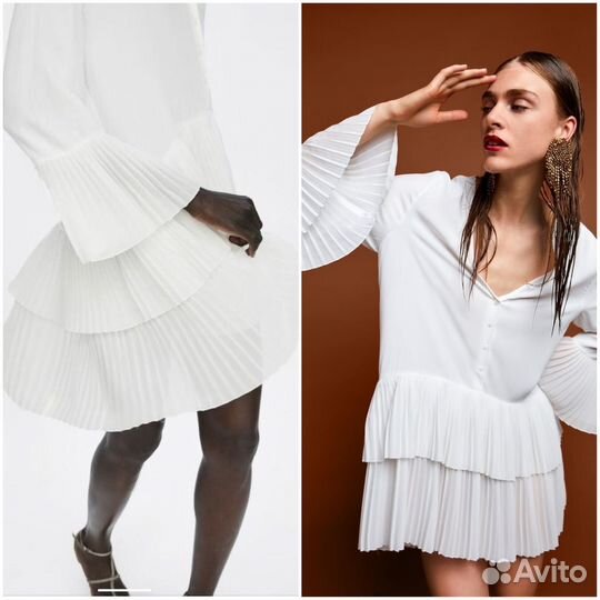 Платье блузка плиссе хит Zara L