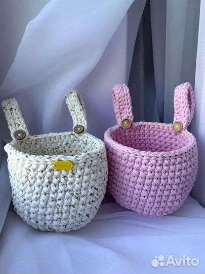 Вязаные корзинки ручной работы