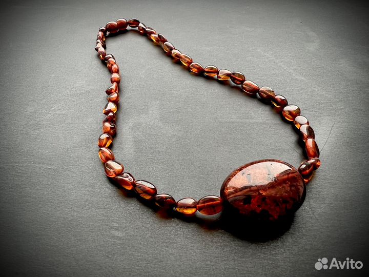Чокер из натурального янтаря 40 см