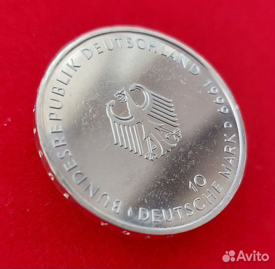 10 марок 1999 фрг Конституция D Серебро 925 пр