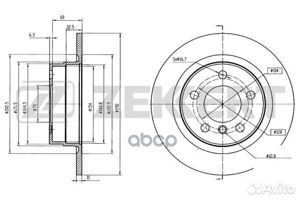 Диск торм. зад. BMW 1 (F20 F21) 11- 2 (F22 F