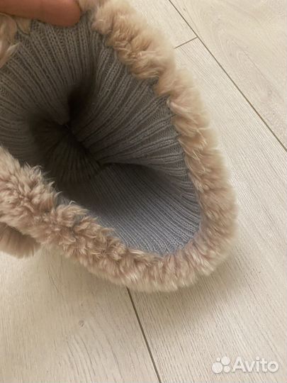 Шапка женская вязаная меховая