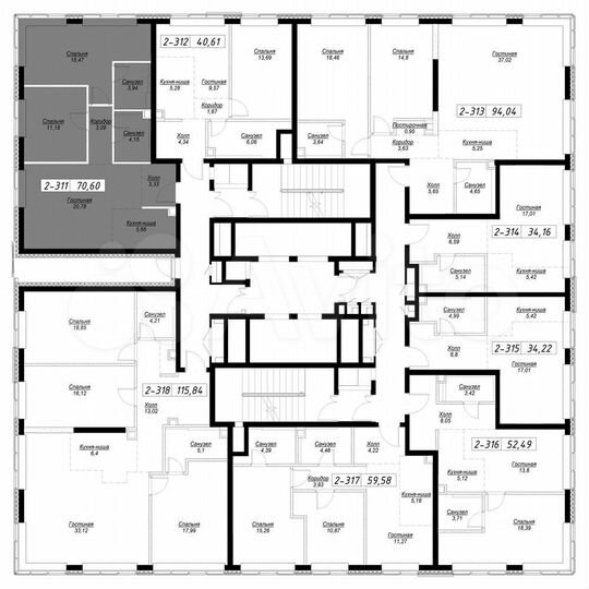 2-к. квартира, 70,6 м², 35/36 эт.
