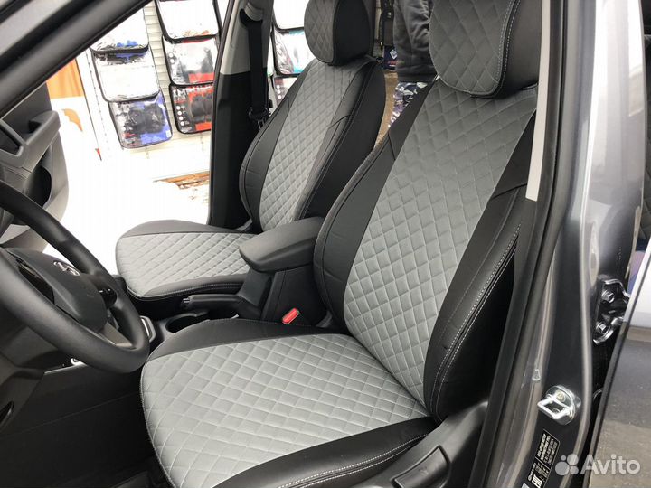 Авточехлы из экокожи с установкой на Киа Рио