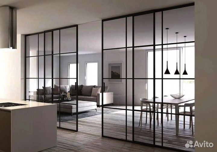 Раздвижные стеклянные перегородки