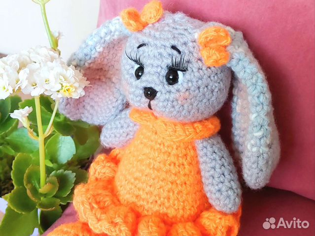 Зайка, вязанная крючком игрушка, ручная работа