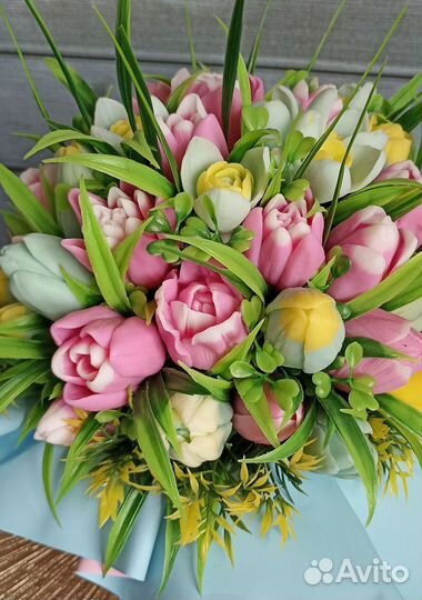 Тюльпаны из мыла, подарки из мыла