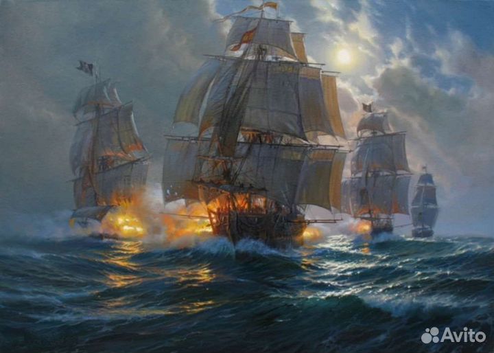 Картины маслом на холсте большие Парусники море