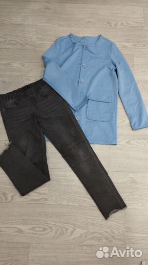 Тренч и джинсы на девочку, 134-140