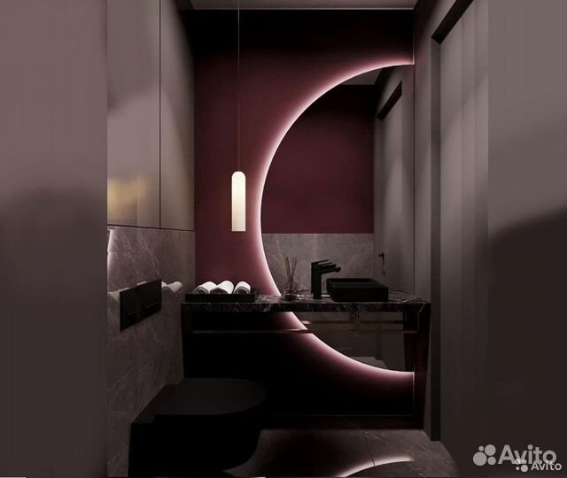 Зеркало в ванную с подсветкой полукруглое