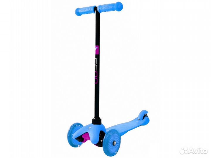 Новый 3-х колесный Самокат, цв: голубой