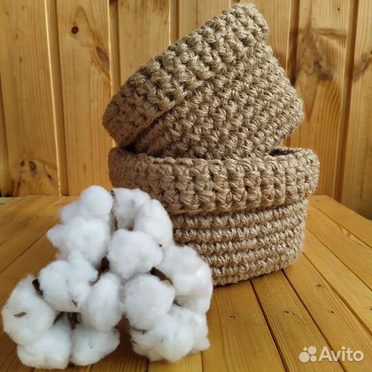 Корзинка из джута для хранения и декора