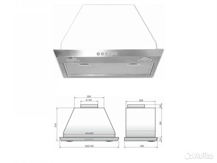 Встраиваемая вытяжка врезной блок elikor