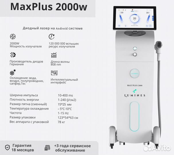 Диодный лазер для эпиляции Люминес Max’Plus 2000