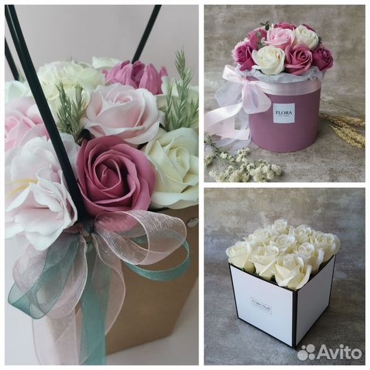 Букет цветов из мыла и сухоцветов