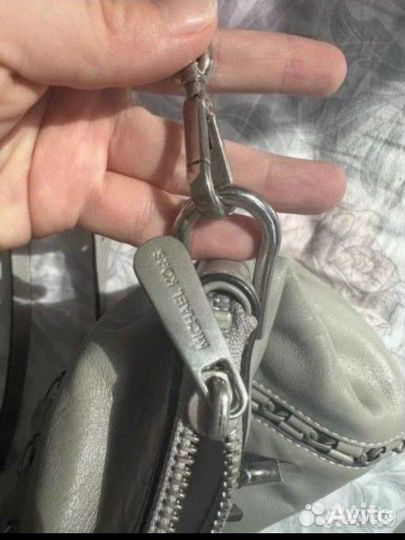 Оригинал серая кожаная сумка Michael Kors Sadie