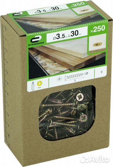Саморезы для дерева оцинкованные 3.5x30, 250 шт