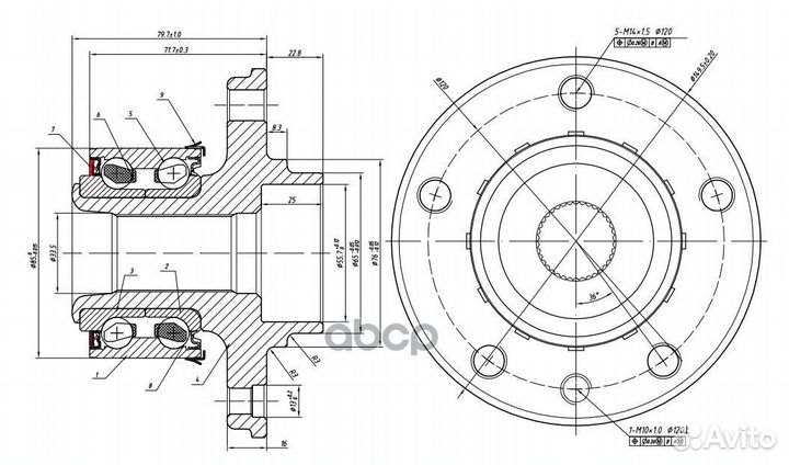 Ступица с подшипником VW T5/multivan 03- перед