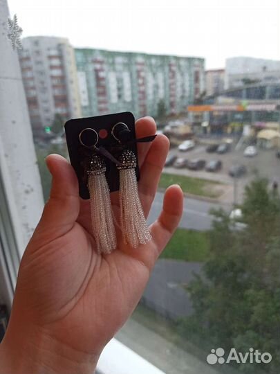 Серьги-кисти хрусталь