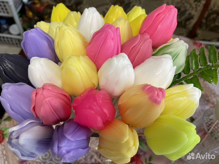 Тюльпаны из мыла в букетах