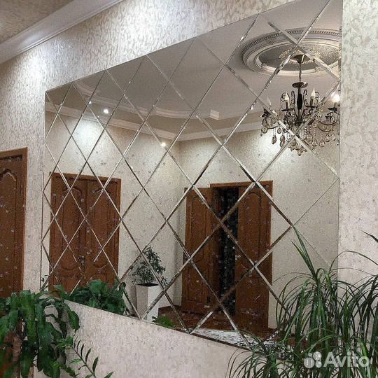 Зеркало стекло ромбик панно