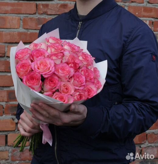 Букет из 25 розовых роз (40см)