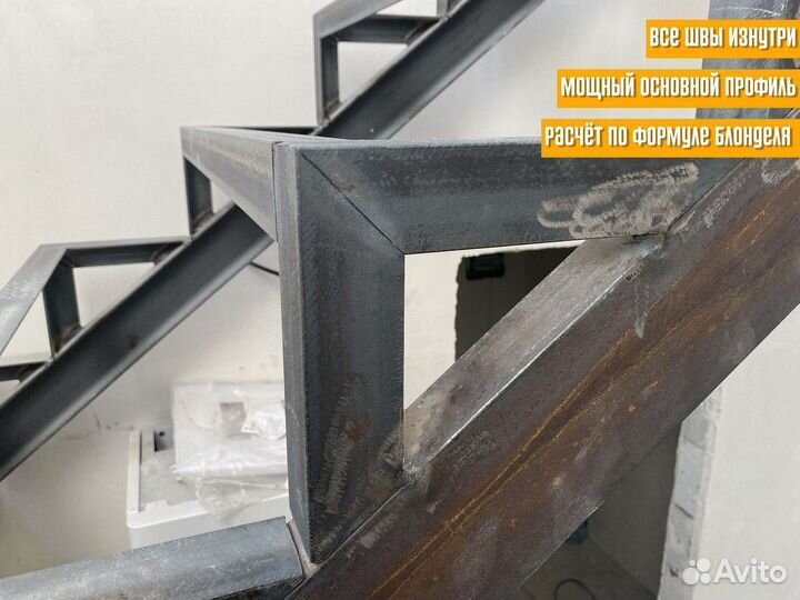 Лестница на металлическом каркасе для дачи и дома
