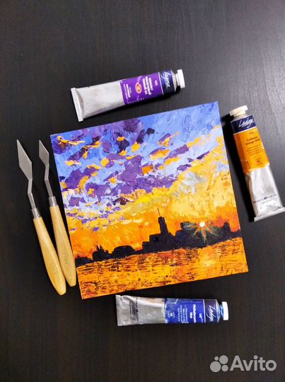 Картина маслом Пейзаж Закат