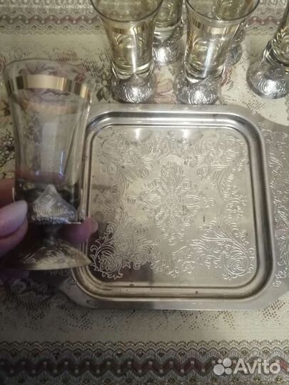 Рюмки СССР на подносе