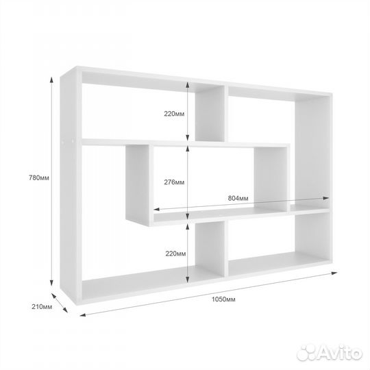 Полка настенная Oxford, 105х21х78см, белая