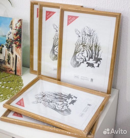 Рамки для фото, А4, дерево, стекло