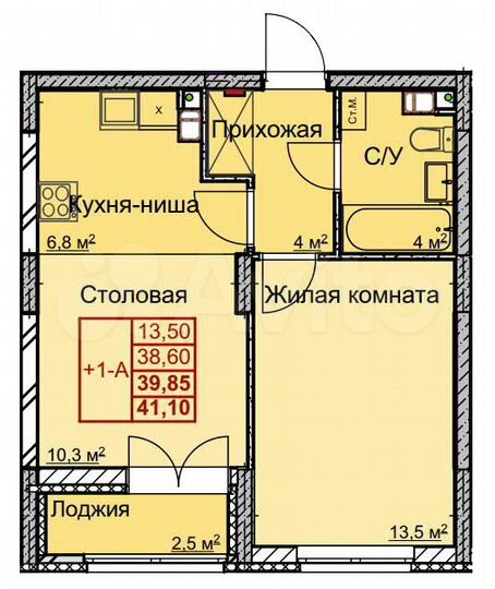 1-к. квартира, 39,9 м², 7/17 эт.