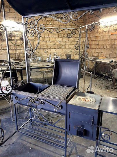 Мангал шеф-повар с печью,мойкой и грилем