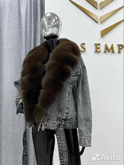 Джинсовая куртка с натуральным мехом песца