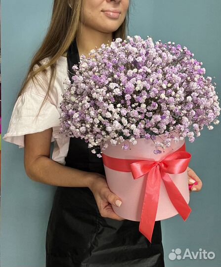 Гипсофила в коробке, в букете, цветы доставка