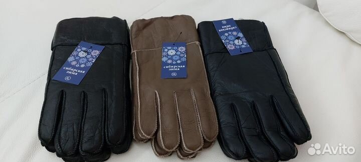 Натуральные дублёные мужские перчатки