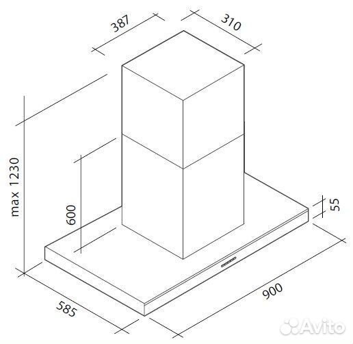 Вытяжка falmec lumina 90 (800) ecp (c системой nrs), электронная панель управления