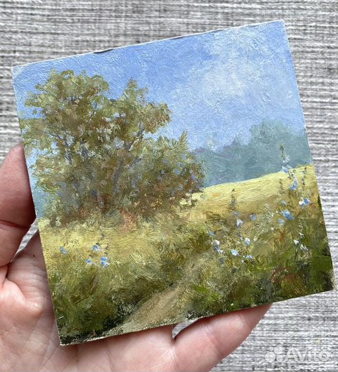 Картина этюд Пейзаж миниатюра три штуки по