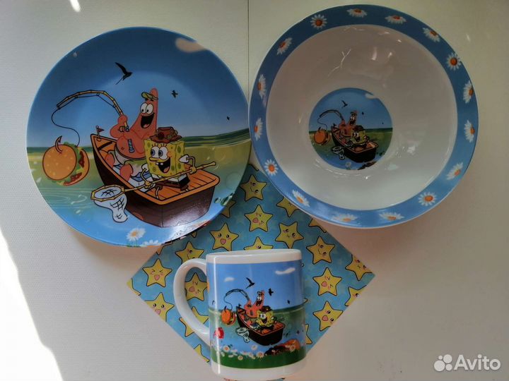 Набор детской посуды губка боб, спанч боб