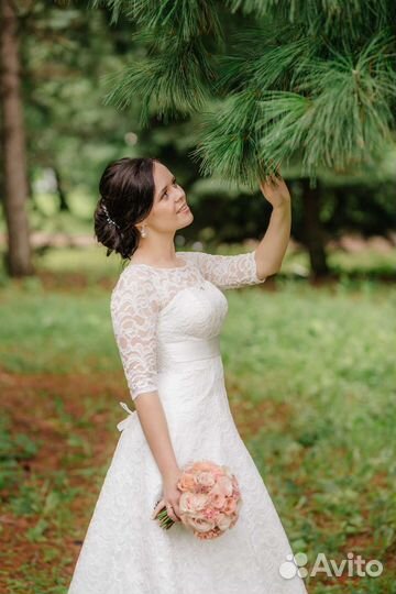Свадебное платье кружевное 46 размера