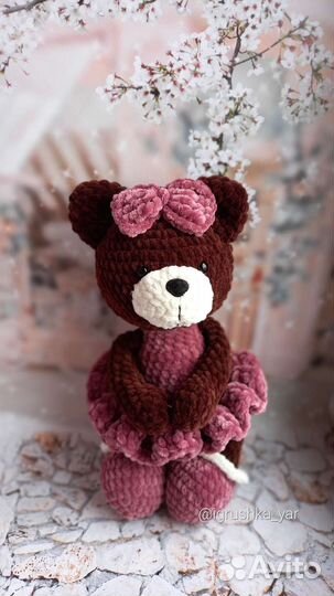 Вязаная игрушка мишка мягкая игрушка медведь плюш