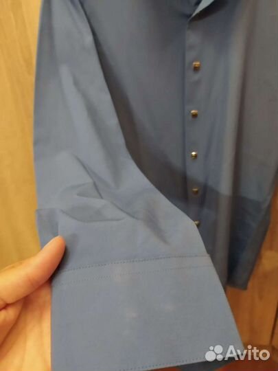 Рубашка на кнопках, голубая, XS