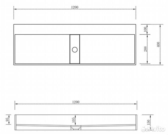 Раковина накладная Stein двойная, белая матовая