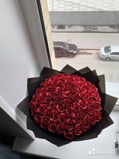 Букет бордовых мыльных роз