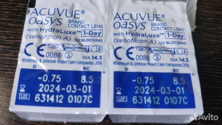Линзы контактные acuvue oasys 1 day -0.75